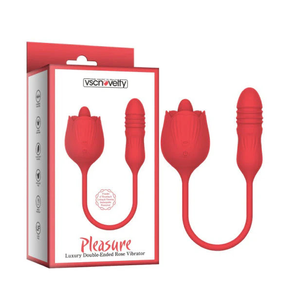 Vibrador Rosa De Doble Extremo - Lamedor y Penetrador