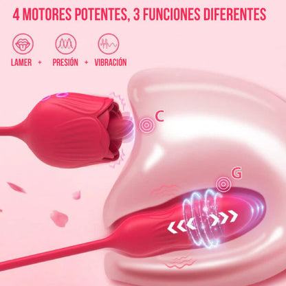 Vibrador Rosa De Doble Extremo - Lamedor y Penetrador